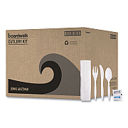 Boardwalk Cutlery Kit, Plastic Fork/Spoon/Knife/Salt/Polypropylene/Napkin, White, 250/Carton (BWK6KITMW)