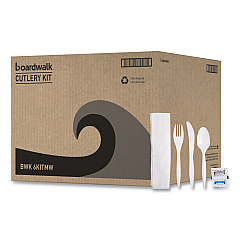 Boardwalk Cutlery Kit, Plastic Fork/Spoon/Knife/Salt/Polypropylene/Napkin, White, 250/Carton (BWK6KITMW)