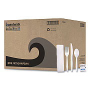 Boardwalk Six-Piece Cutlery Kit, Condiment/Fork/Knife/Napkin/Teaspoon, White, 250/Carton (BWKFKTNSMWPSWH)