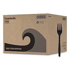 Boardwalk Heavyweight Wrapped Polypropylene Cutlery, Fork, Black, 1,000/Carton (BWKFORKHWPPBIW)