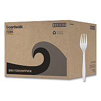 Boardwalk Heavyweight Wrapped Polypropylene Cutlery, Fork, White, 1,000/Carton (BWKFORKHWPPWIW)