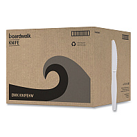 Boardwalk Heavyweight Polystyrene Cutlery, Knife, White, 1000/Carton (BWKKNIFEHW)