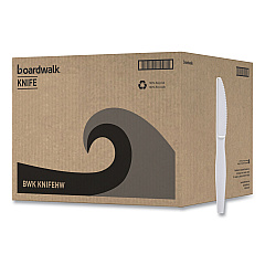 Boardwalk Heavyweight Polystyrene Cutlery, Knife, White, 1000/Carton (BWKKNIFEHW)