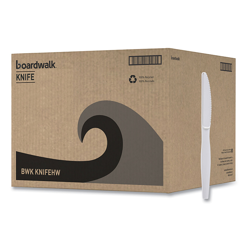 Boardwalk Heavyweight Polystyrene Cutlery, Knife, White, 1000/Carton (BWKKNIFEHW)