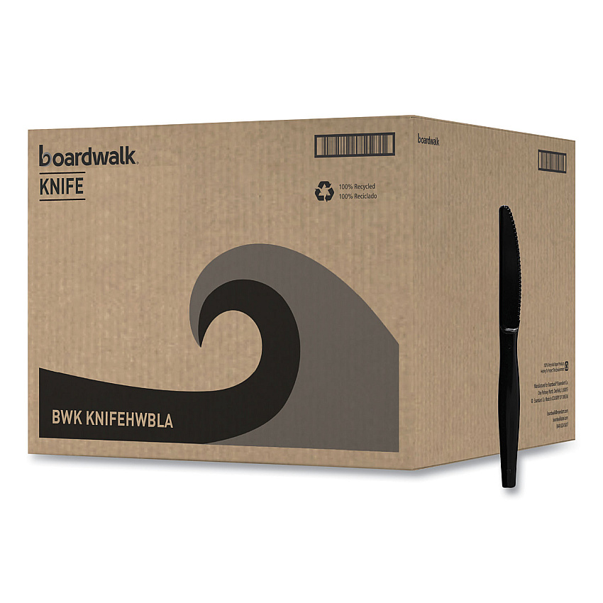 Boardwalk Heavyweight Polystyrene Cutlery, Knife, Black, 1000/Carton (BWKKNIFEHWBLA)