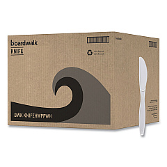 Boardwalk Heavyweight Polypropylene Cutlery, Knife, White, 1000/Carton (BWKKNIFEHWPPWH)