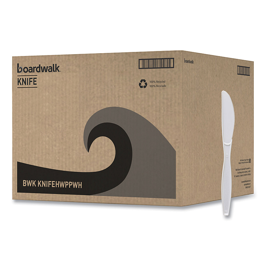 Boardwalk Heavyweight Polypropylene Cutlery, Knife, White, 1000/Carton (BWKKNIFEHWPPWH)