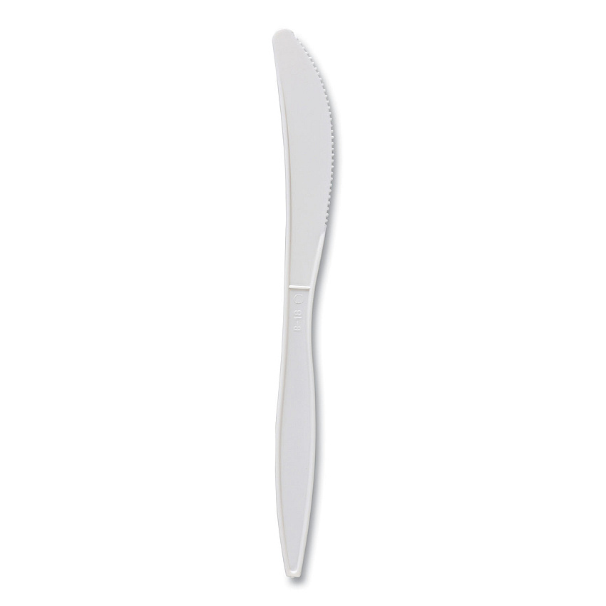 Boardwalk Mediumweight Polypropylene Cutlery, Knife, White, 1000/Carton (BWKKNIFEMWPP)