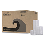 Boardwalk PET Cold Cup Lids, Fits 14 oz to 24 oz Plastic Cups, Clear, 100/Sleeve, 10 Sleeves/Carton (BWKPETSTRAW)