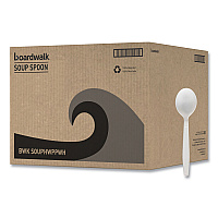 Boardwalk Heavyweight Polypropylene Cutlery, Soup Spoon, White, 1000/Carton (BWKSOUPHWPPWH)