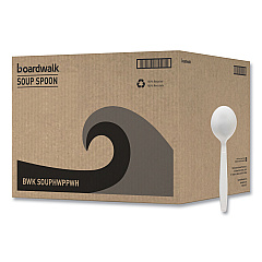 Boardwalk Heavyweight Polypropylene Cutlery, Soup Spoon, White, 1000/Carton (BWKSOUPHWPPWH)