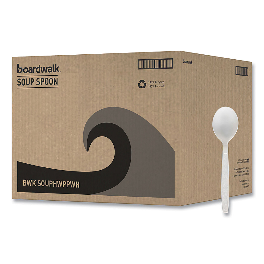 Boardwalk Heavyweight Polypropylene Cutlery, Soup Spoon, White, 1000/Carton (BWKSOUPHWPPWH)