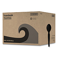 Boardwalk Heavyweight Polystyrene Cutlery, Teaspoon, Black, 1000/Carton (BWKSPOONHWBLA)