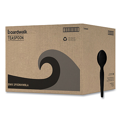 Boardwalk Heavyweight Polystyrene Cutlery, Teaspoon, Black, 1000/Carton (BWKSPOONHWBLA)