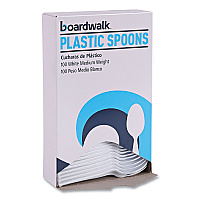 Boardwalk Mediumweight Polystyrene Cutlery, Teaspoon, White, 100/Box (BWKSPOONMWPSBX)