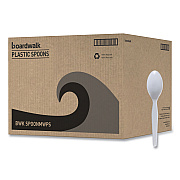 Boardwalk Mediumweight Polystyrene Cutlery, Teaspoon, White, 10 Boxes of 100/Carton (BWKSPOONMWPSCT)