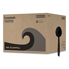 Boardwalk Heavyweight Polypropylene Cutlery, Teaspoon, Black, 1000/Carton (BWKTEAHWPPBLA)