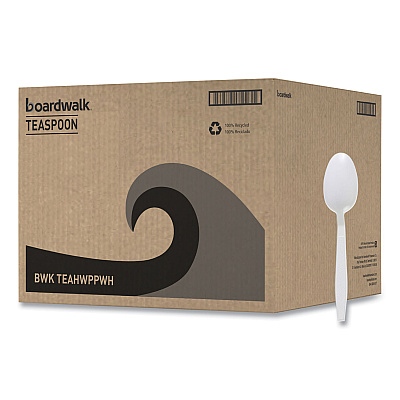 Boardwalk Heavyweight Polypropylene Cutlery, Teaspoon, White, 1000/Carton (BWKTEAHWPPWH)