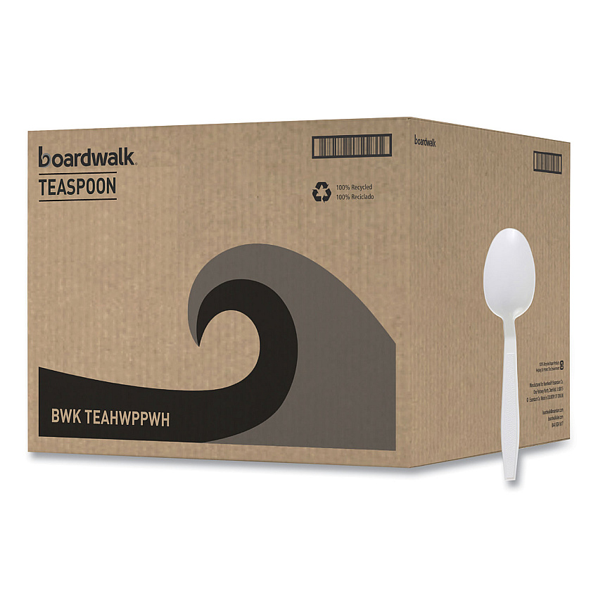 Boardwalk Heavyweight Polypropylene Cutlery, Teaspoon, White, 1000/Carton (BWKTEAHWPPWH)