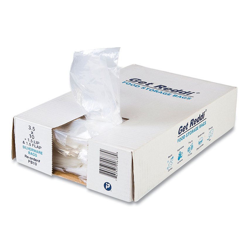Inteplast Group Silverware Bags, 3.5" x 1.5" x 10", Clear, 2,000/Carton (IBSPB10)