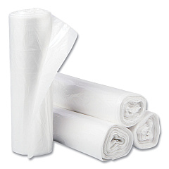 Inteplast Group High-Density Commercial Can Liners, 30 gal, 10 mic, 30" x 37", Clear, Interleaved Roll, 25 Bags/Roll, 20 Rolls/Carton (IBSS303710N)