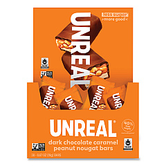UNREAL Dark Chocolate Caramel Peanut Nougat Bars, 0.67 oz Individually Wrapped, 40/Pack (GRR22002090)
