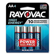 Rayovac High Energy Premium Alkaline AA Batteries, 4/Pack (RAY8154K)