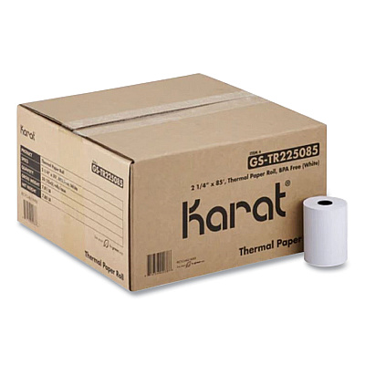 Karat Thermal Paper Rolls, 2.25" x 85 ft, White, 50 Rolls/Carton (KRTGSTR225085)