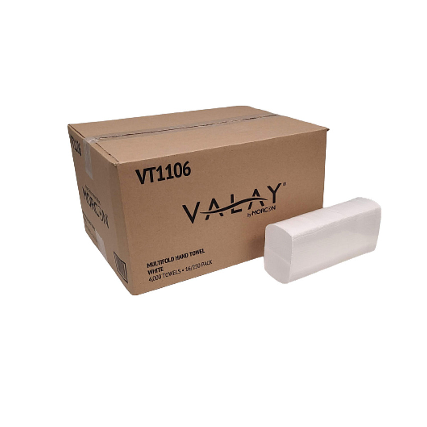 Morcon Tissue Valay Multi-Fold Towels, 1-Ply, 9.05 x 9.25, White, 250/Pack, 16 Packs/Carton (MORVT1106)