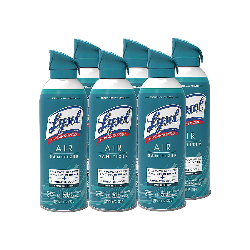 LYSOL Air Sanitizer Spray, Simple Fresh, 10 oz Aerosol Spray, 6/Carton (RAC99350CT)