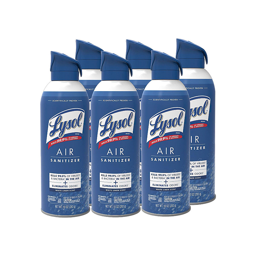 LYSOL Air Sanitizer Spray, White Linen, 10 oz Aerosol Spray, 6/Carton (RAC99351CT)