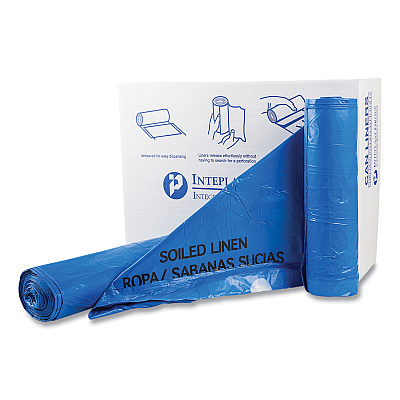 Inteplast Group Draw-Tuff Institutional Draw-Tape Can Liners, Drawstring, 30 gal, 1 mil, 30.5" x 40", Blue, 25 Bags/Roll, 8 Rolls/Carton (IBSDTH3040B)