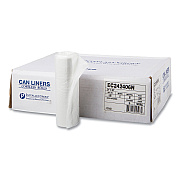 Inteplast Group High-Density Commercial Can Liners, 10 gal, 6 mic, 24" x 24", Natural, Perforated Roll, 50 Bags/Roll, 20 Rolls/Carton (IBSEC242406N)