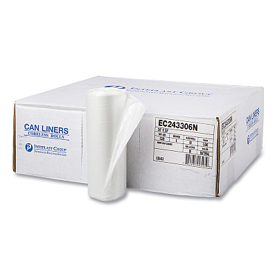 Inteplast Group High-Density Commercial Can Liners, 16 gal, 6 mic, 24" x 33", Natural, Perforated Roll, 50 Bags/Roll, 20 Rolls/Carton (IBSEC243306N)