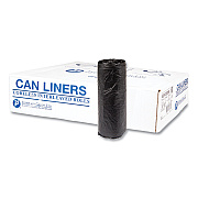 Inteplast Group High-Density Commercial Can Liners, 16 gal, 6 mic, 24" x 33", Black, Interleaved Roll, 50 Bags/Roll, 20 Rolls/Carton (IBSS243306K)