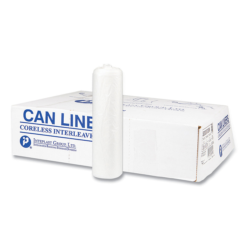 Inteplast Group High-Density Commercial Can Liners, 16 gal, 6 mic, 24" x 33", Natural, Interleaved Roll, 50 Bags/Roll, 20 Rolls/Carton (IBSS243306N)
