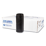 Inteplast Group High-Density Commercial Can Liners, 16 gal, 8 mic, 24" x 33", Black, Interleaved Roll, 50 Bags/Roll, 20 Rolls/Carton (IBSS243308K)