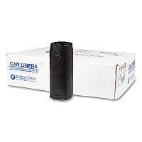 Inteplast Group High-Density Commercial Can Liners, 16 gal, 8 mic, 24" x 33", Black, Interleaved Roll, 50 Bags/Roll, 20 Rolls/Carton (IBSS243308K)