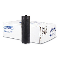 Inteplast Group High-Density Commercial Can Liners, 33 gal, 16 mic, 33" x 40", Black, Interleaved Roll, 25 Bags/Roll, 10 Rolls/Carton (IBSS334016K)