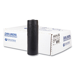 Inteplast Group High-Density Commercial Can Liners, 33 gal, 16 mic, 33" x 40", Black, Interleaved Roll, 25 Bags/Roll, 10 Rolls/Carton (IBSS334016K)