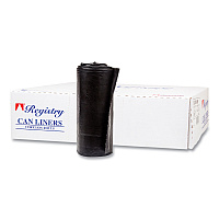 Inteplast Group High-Density Commercial Can Liners, 60 gal, 17 mic, 38" x 60", Black, Interleaved Roll, 25 Bags/Roll, 8 Rolls/Carton (IBSS386017K)