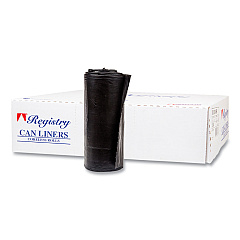 Inteplast Group High-Density Commercial Can Liners, 60 gal, 17 mic, 38" x 60", Black, Interleaved Roll, 25 Bags/Roll, 8 Rolls/Carton (IBSS386017K)