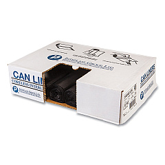 Inteplast Group High-Density Commercial Can Liners, 45 gal, 12 mic, 40" x 48", Black, Interleaved Roll, 25 Bags/Roll, 10 Rolls/Carton (IBSS404812K)