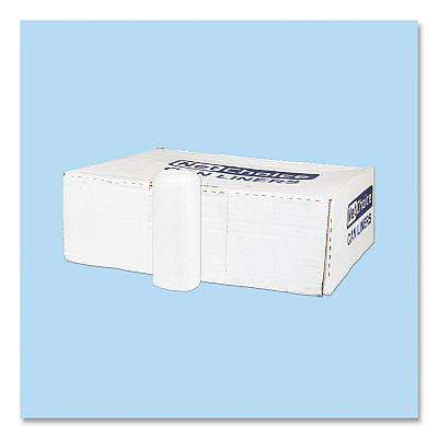 Inteplast Group High-Density Commercial Can Liners, 45 gal, 12 mic, 40" x 48", Clear, Interleaved Roll, 25 Bags/Roll, 10 Rolls/Carton (IBSS404812N)