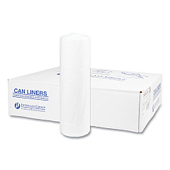 Inteplast Group High-Density Commercial Can Liners, 45 gal, 14 mic, 40" x 48", Clear, Interleaved Roll, 25 Bags/Roll, 10 Rolls/Carton (IBSS404814N)