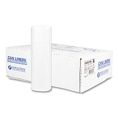 Inteplast Group High-Density Commercial Can Liners, 45 gal, 16 mic, 40" x 48", Clear, Interleaved Roll, 25 Bags/Roll, 10 Rolls/Carton (IBSS404816N)