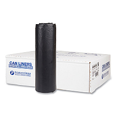 Inteplast Group High-Density Commercial Can Liners, 45 gal, 22 mic, 40" x 48", Black, Interleaved Roll, 25 Bags/Roll, 6 Rolls/Carton (IBSS404822K)