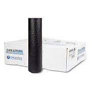 Inteplast Group High-Density Commercial Can Liners, 60 gal, 16 mic, 43" x 48", Black, Interleaved Roll, 25 Bags/Roll, 8 Rolls/Carton (IBSS434816K)