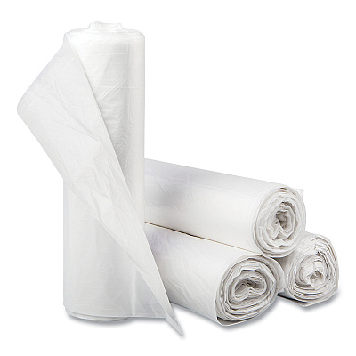 Inteplast Group High-Density Commercial Can Liners, 60 gal, 16 mic, 43" x 48", Natural, Interleaved Roll, 25 Bags/Roll, 8 Rolls/Carton (IBSS434816N)