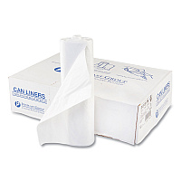 Inteplast Group High-Density Commercial Can Liners, 60 gal, 17 mic, 43" x 48", Clear, Interleaved Roll, 25 Bags/Roll, 8 Rolls/Carton (IBSS434817N)